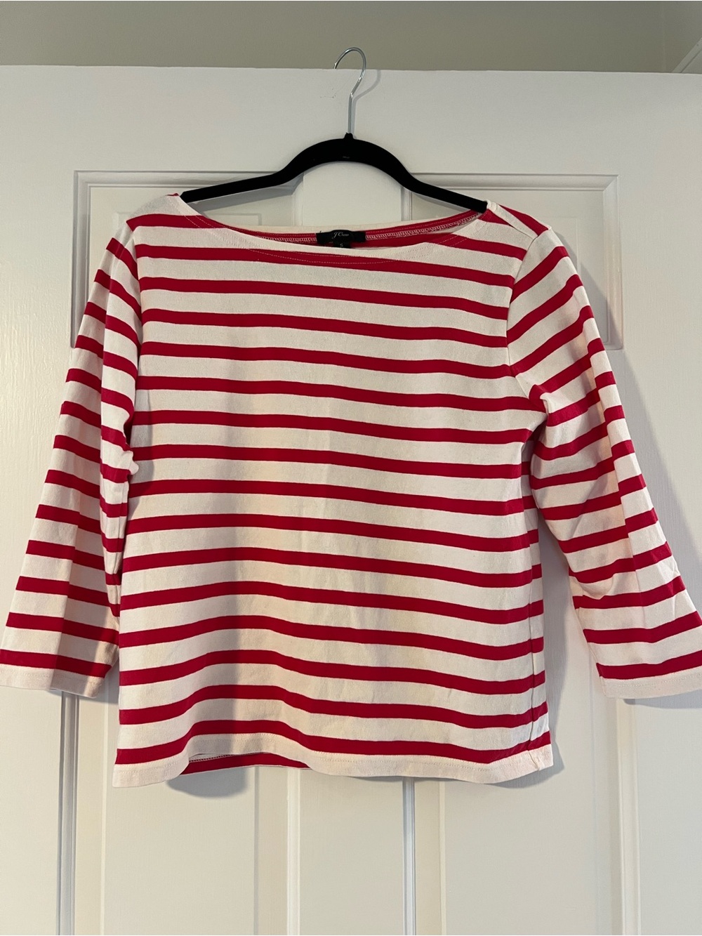J. Crew Red & White Striped Long-Sleeve Tee